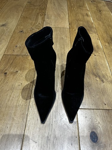 Zara black suede heeled cowboy - zara,