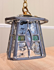 Leaded Lantern  Green & Rose