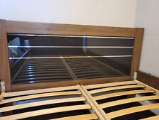 solid wooden king size bed frame with solid glass headboard 