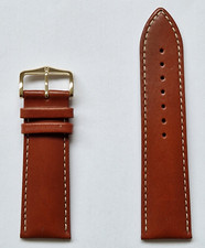 Hirsch Giuseppe Leather Watch Strap 24mm Brown Silver Coloured Buckle