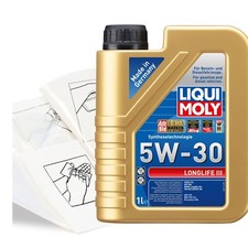 Engine Oil Top Up Liqui Moly Longlife 3 5w-30 1 LITRE 1L + Gloves Wipes Funnel