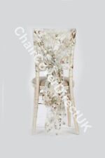 Moccha Beige Floral Organza Hoods 10,25,50,100 Wedding chair Decoration