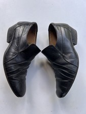 Vintage Mens George Oliver 1970s Black Leather Cuban Heeled Dress Shoes 6 SlipOn