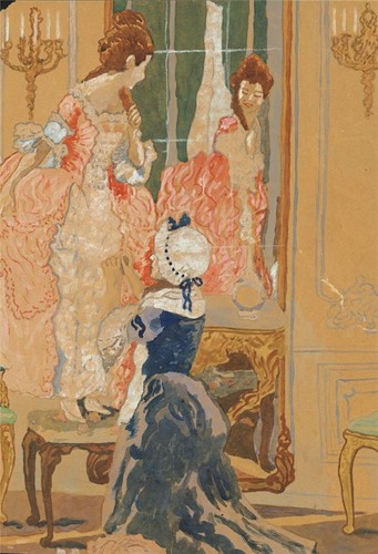 French genre scene lady - -,