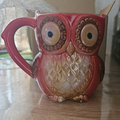 Pottery glazed owl mug - pottery,