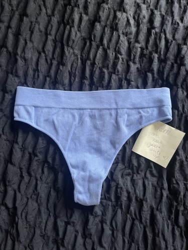 Women blue ribbed thong - ribbed,