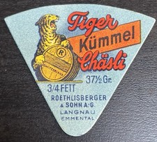 Switzerland - Vintage Cheese Label - Roethlisberger & Sohn, Langnau - Tiger