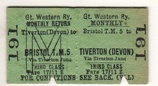 Railway ticket GWR Bristol T M