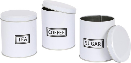 3pc tea coffee sugar canisters - tea,
