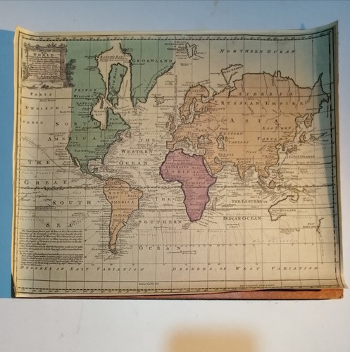 Antique 1742 world map chart - 1742,