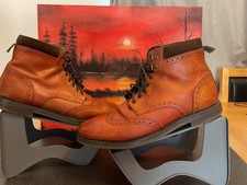 MARKS & SPENCER MENS BROWN GENUINE LEATHER BROGUE BOOTS UK8 SMART CASUAL