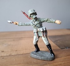 Elastolin Gas Masked German Soldier throwing Grenade.