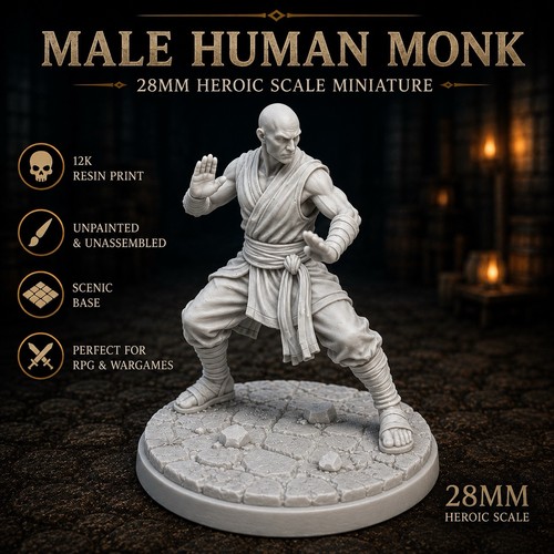 Male human monk - miniature, 28mm
