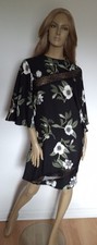 Beautiful Short Dress Size 14 By River Island NWOT Black Floral Lacy Sheer Panel