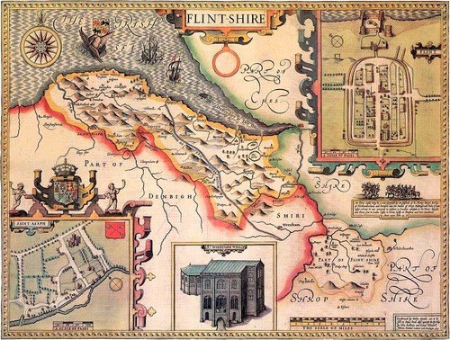 1610 county map flintshire - of,