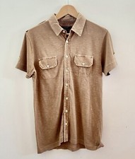 GANT VINTAGE TAN/BROWN  SHORT SLEEVE SIMON SHIRT (MEDIUM)