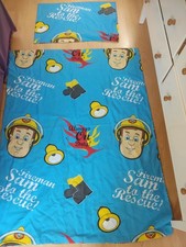 Fireman Sam Junior Toddler cot bed size duvet cover & pillow case. VGC