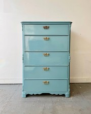 Vintage Tallboy Chest of Drawers from Sweden Painted Blue