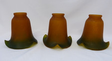 Vintage Glass Amber & Green Tulip Light Shade x 3 (Mar)