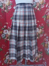 Vintage Brown Tartan Wool Kilt Skirt Size 10 - 12