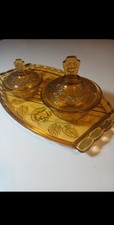 Vintage Amber Cut Glass Vanity