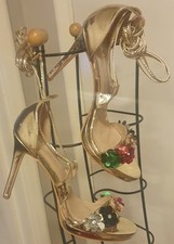 Ladies Women's Heels Sandals Shoes Size 7 -  Gold-  New