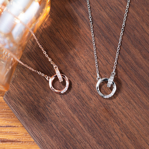 Dainty double ring bow pave - double,