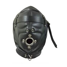 Adult Bondage Mask Sensory Deprivation Hoods Extreme Slave Black Leather BDSM