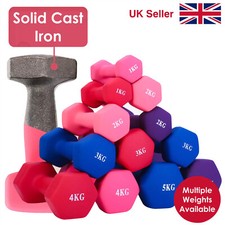 Neoprene Hex Dumbbells Iron Hand Pair Aerobic Fitness Workout Weights Gym Home