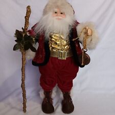 16 Inch Santa Claus Figure With Gold Stick & Pocket Watch Rare Find ? 