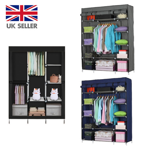 Large canvas fabric wardrobe - canvas,
