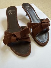 Ladies Kitten Heel Brown Suede