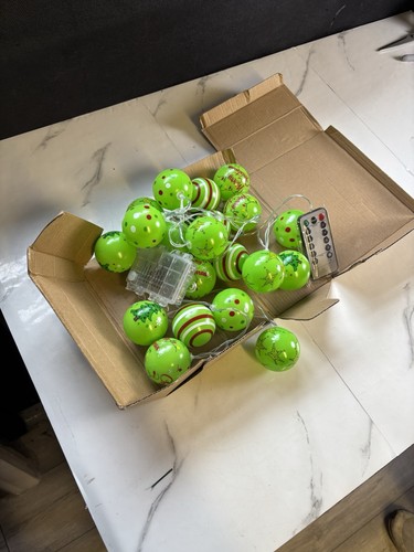 Green christmas baubles - green, light