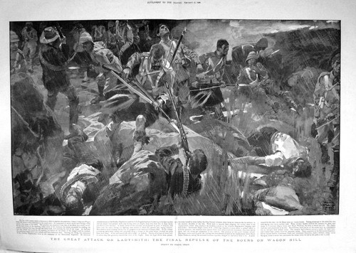 Old antique print 1900 - print, war