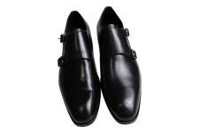 John White Men's Black Leather Monk Shoes UK Size 7
