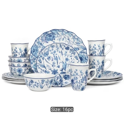 16pc blue floral - **16pc,