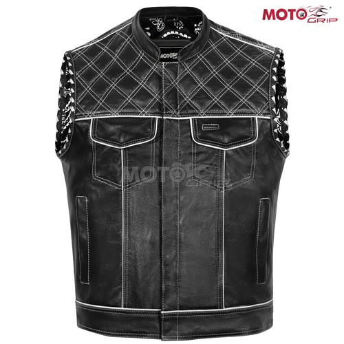 Men black leather vest - men's,