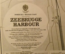 ZEEBRUGGE HARBOUR, BELGIUM, NORTH SEA, 1924 ADMIRALTY SEA CHART. No. 97.