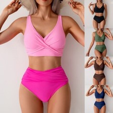 Ladies High Waist Swimwear Swimsuit Bathing Suit Women Padded Push Up Bikini Set