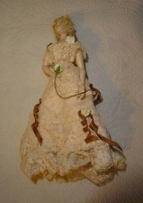 1:12 Scale Dolls House Doll: Dressed Victorian Lady with Rose