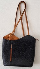 Borse in Pelle Black and Brown  Ostrich Leather Handbag