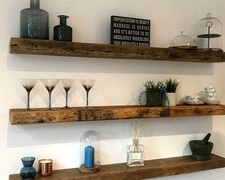 Handmade Rustic solid reclaimed pine floating shelf chunky