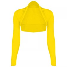 New Ladies Shrug Long Sleeved Bolero Plain Top Women's Plus Size 8-26