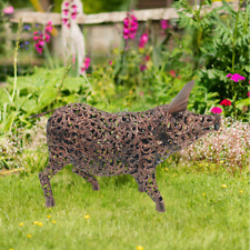 LARGE  PIG  Sculpture  handcrafted filigree bronze coloured metalwork.