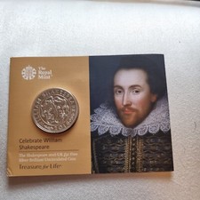The Royal Mint William Shakespeare £50 fine silver brilliant uncirculated coin. 