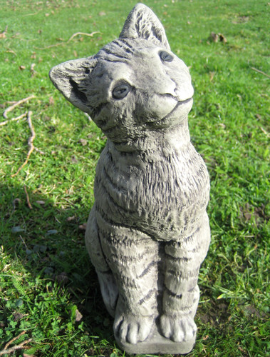 Stone garden cat ornament - cat,