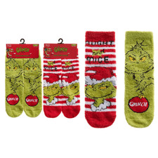 new unisex kids 1pr The Grinch cosy slipper socks.UK 3-5.5 upto 12.5-3.5