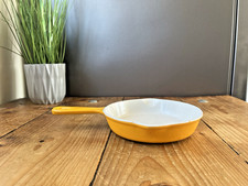 COUSANCES FRANCE MUSTARD YELLOW ENAMEL CAST IRON 16CM EGG FRYING PAN LE CREUSET