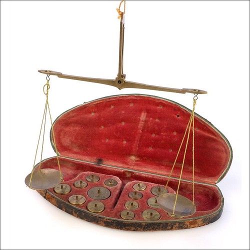 Antique gold coin scales - gold-coin,