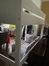 Single White Camp Bed With fixed ladder , Mattress And Sofa -Nearly New . Stompa